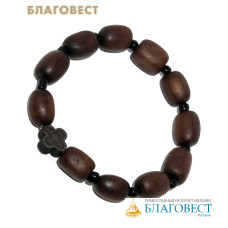 Браслет из самшита (11 зерен) с крестом
