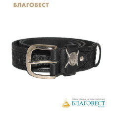 Ремень мужской, тиснение молитвы внутри. Натуральная кожа. Длина изделия 122см, ширина 3,5см