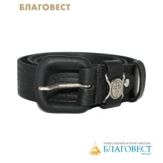 Ремень мужской, тиснение молитвы снаружи. Натуральная кожа. Длина изделия 122см, ширина 3,5см