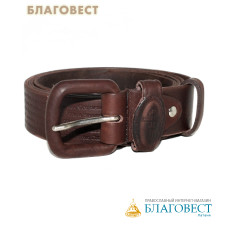 Ремень мужской, тиснение молитвы снаружи. Натуральная кожа. Длина изделия 146см, ширина 3,5см