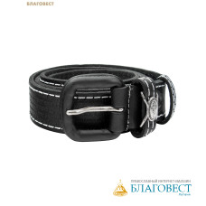 Ремень мужской, тиснение молитвы снаружи. Натуральная кожа. Длина изделия 135см, ширина 3,5см