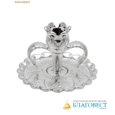 Подсвечник в индивидуальной пластиковой упакавке, металл, цвет серебро, диаметр отверстия 6мм