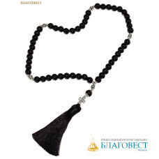 Четки из агата с крестом, 50 зёрен (зерно 10мм)