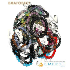 Четки-браслет с тубиком, 90 псалом, 20 зёрен, (натуральные камни, диаметр 60мм, зерно 8мм). Упаковка 50шт