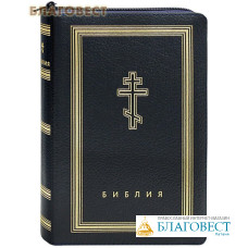 Библия. Переплет на молнии (рециклированная кожа). Золотой обрез