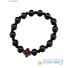 Четки из гагата (15 зерен) с крестом из самшита